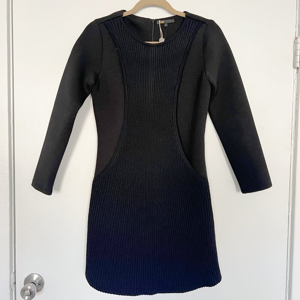 Maje Rozy Ribbed Front Neoprene Dress (Size 2)